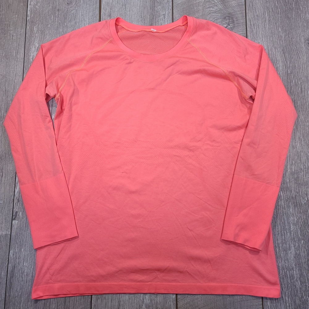 Lululemon Swiftly Tech Long Sleeve Crew Women Size 20 Coral Pink Running Top - Picture 1 of 9